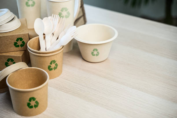 istock Eco-Environmentally friendly paper containers and packaging made from biodegradable materials, zero waste and recycling concept, green or disposable packaging. 2166198473