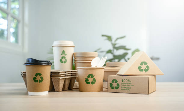 istock Eco-Environmentally friendly paper containers and packaging made from biodegradable materials, zero waste and recycling concept, green or disposable packaging. 2166198563