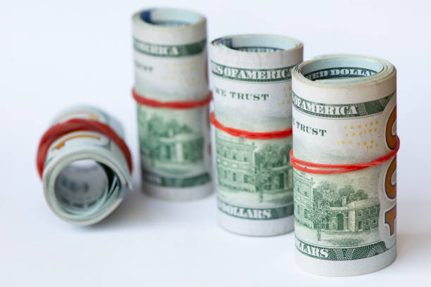 American dollars. A stack of hundred dollar bills.