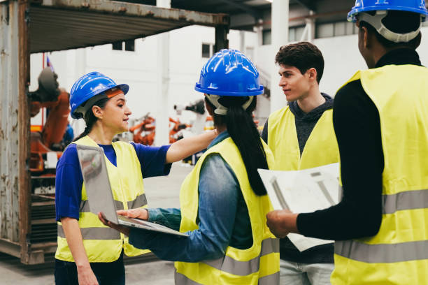 istock Business industry, Team working at robot construction factory for innovation technology project. Artificial intelligence AI concept 2166212615