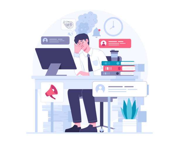 ilustrații de stoc cu conceptul de burnout emoțional - suprasolicitat