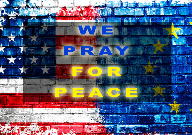 istock A flag with the words We pray for peace written on it 2166235178