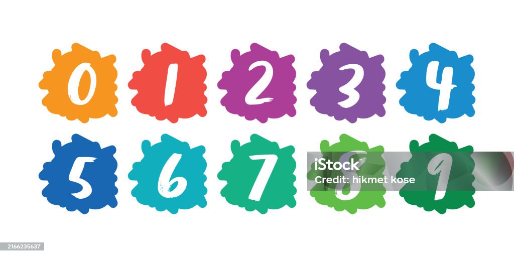 Coloured Numbers 0 Colorful Numbers On A White Background 09 Colored Numbers Stock ...