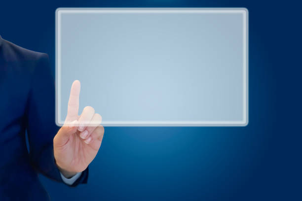 Finger Touching Virtual Reality Digital 3d holograms, business concept storytelling