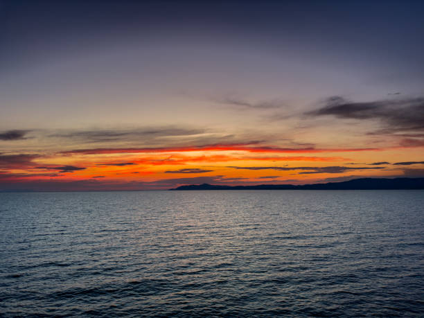 A magnificent sunset in the Aegean sea at summer
