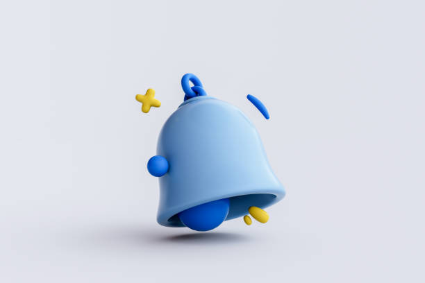 istock 3D rendering of Blue Notification Bell On White Background. 2166253471