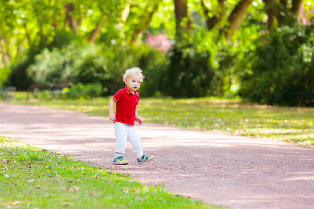 Child in autumn park. Little girl with yellow leaf. Kid playing with fall golden leaves. Kids play outdoors. Children hiking in forest. Toddler kid under a maple tree on a sunny October day.