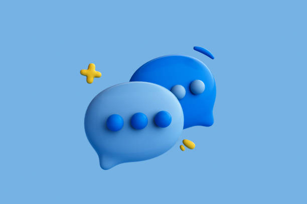 istock 3D rendering of Two bubble talk or comment sign symbol on blue background. 2166255690