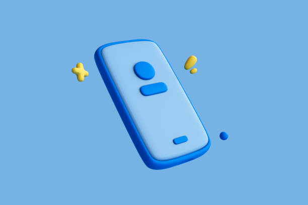 istock 3D rendering of Mobile phone mockup on blue background. 2166255704