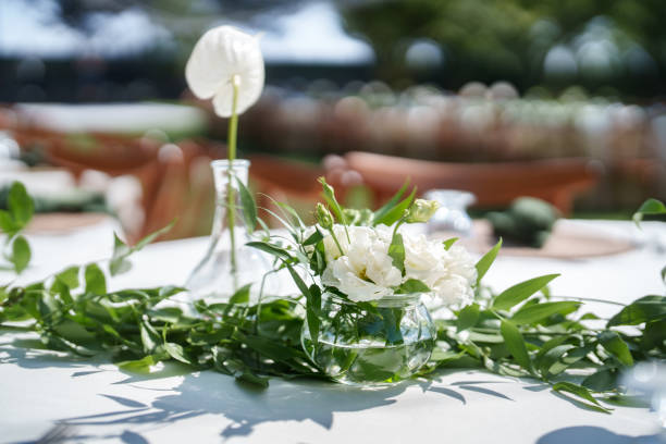 Green and white styled wedding table.