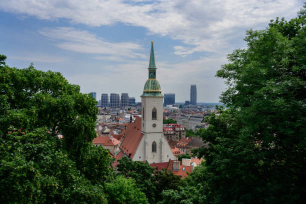 Bratislava Cityscape with Saint Martin's Cathedral Tower in Slovakia