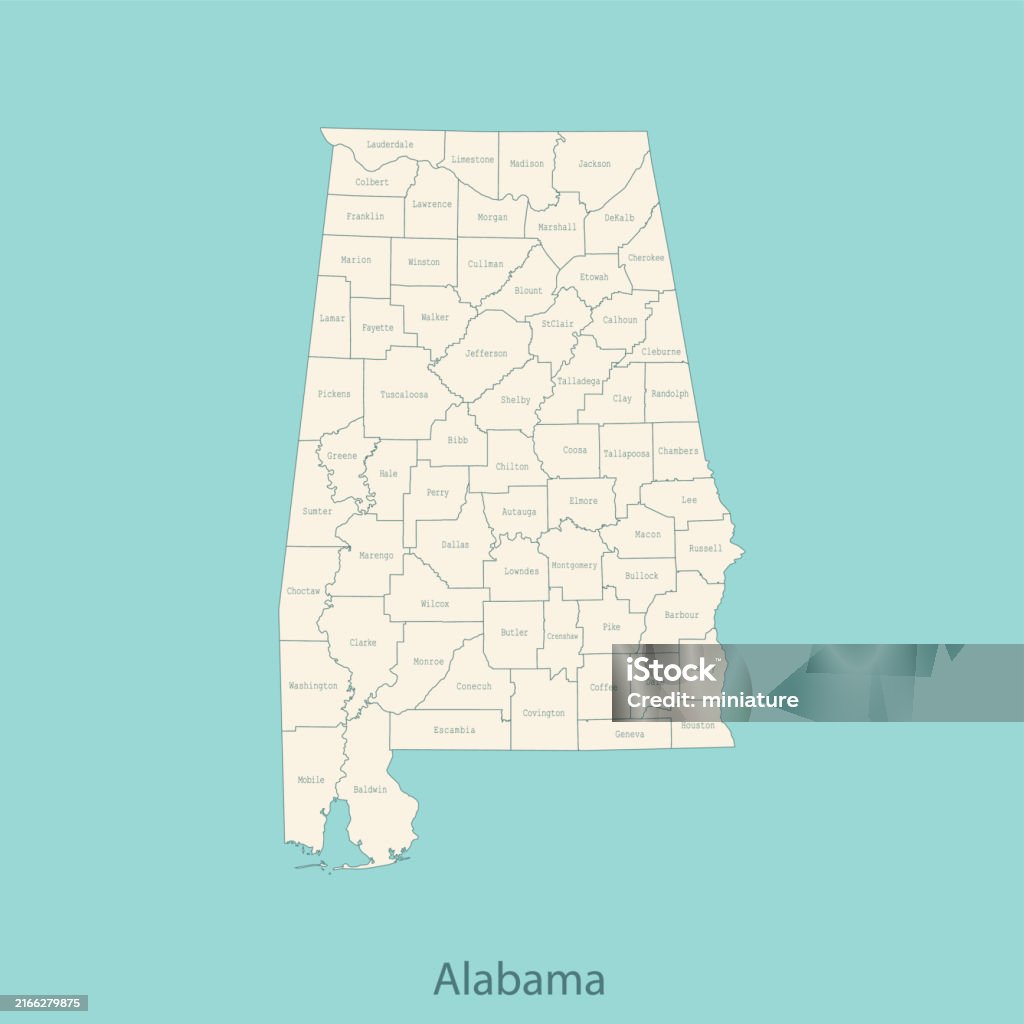 Al Map Vector Alabama Map Stock Illustration - Download Image Now - Abstract, Alabama ...