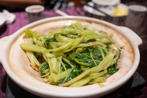 Stir fried vegetables in Hong Kong style tea restaurants