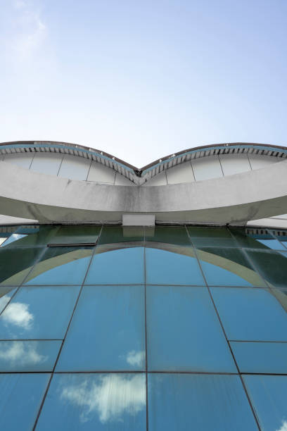 istock Low angle visual perception of exterior glass walls in modern architecture 2166292112