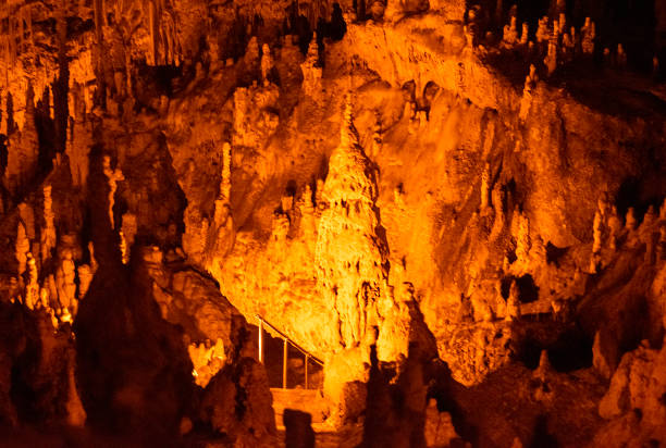 Beautiful lighting cave interior in Greece
