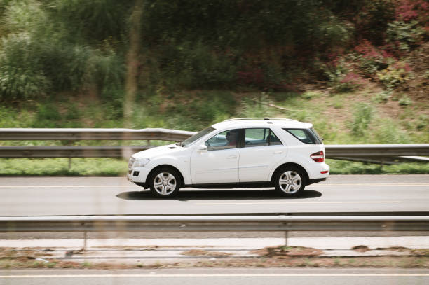 Torrelavega, Spain - 6 August, 2024: A Mercedes-Benz ML on a highway