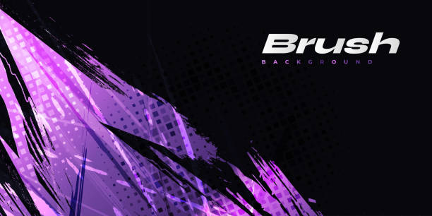 istock Abstract Sport Background with Purple Gradient Brush Texture and Halftone Effect. Vibrant Grunge Background 2166294222