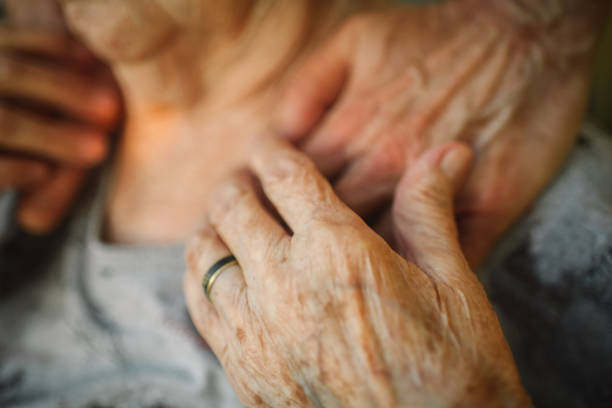Elderly woman's hands close up