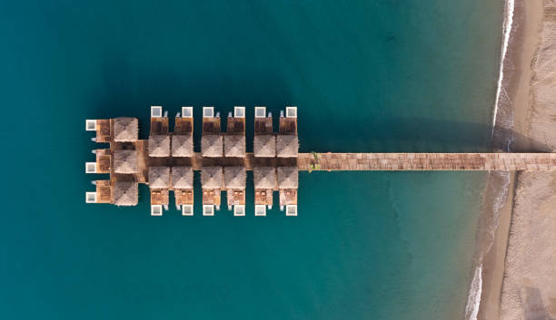 Aerial View of sandy beach with Jetty