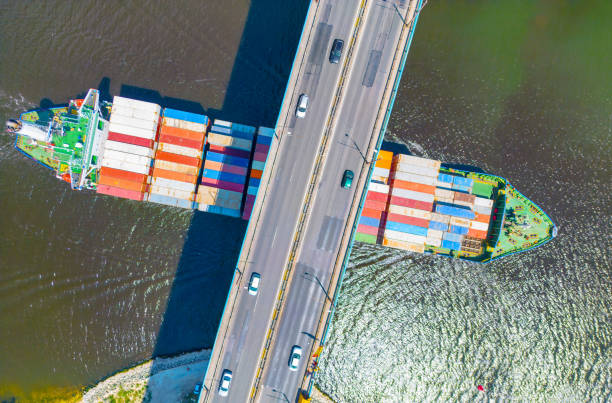 istock Aerial top view of cargo container ship 2166309242