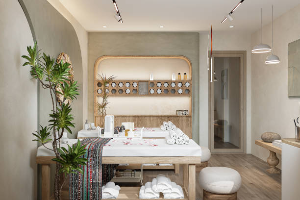 istock Modern spa and beauty massage salon 3D Rendering 2166310115