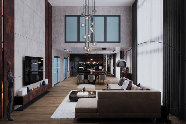 istock Cozy living room with comfortable sofa and chic and bright decor 2166310178