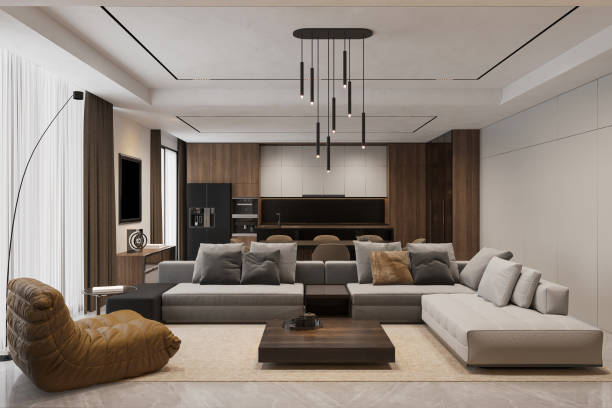 istock A luxurious and modern living room featuring a large sectional sofa 2166310187