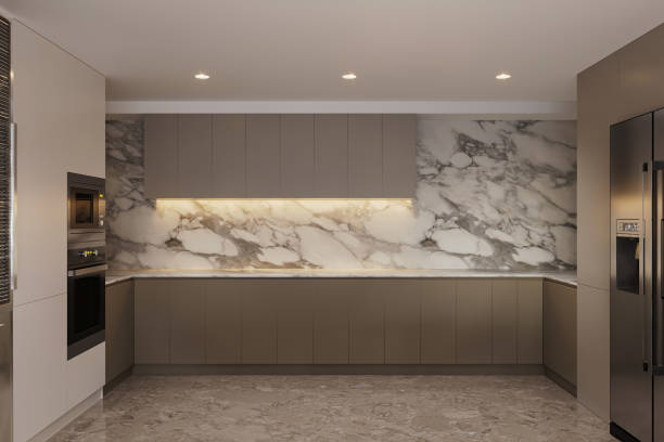 istock Stylish home kitchen interior with cooking cabinet 2166310269