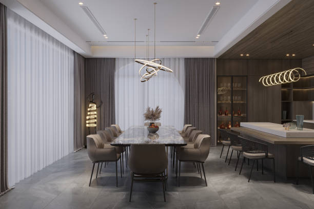 istock Modern kitchen with a dining area and stylish appliances 2166310731
