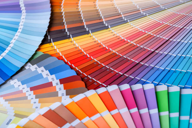 istock Color wheel for choosing paint tone.Painter and decorator work table, color swatches 2166311903