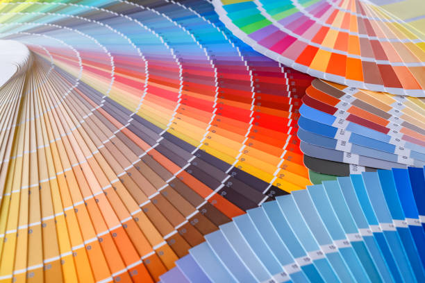 istock Color wheel for choosing paint tone.Painter and decorator work table, color swatches 2166311941