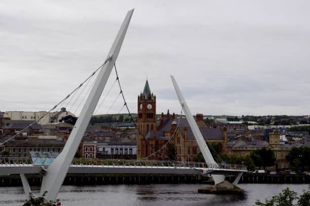 istock Peace Bridge, pedestrian and cycle bridge across River Foyle 2166313673