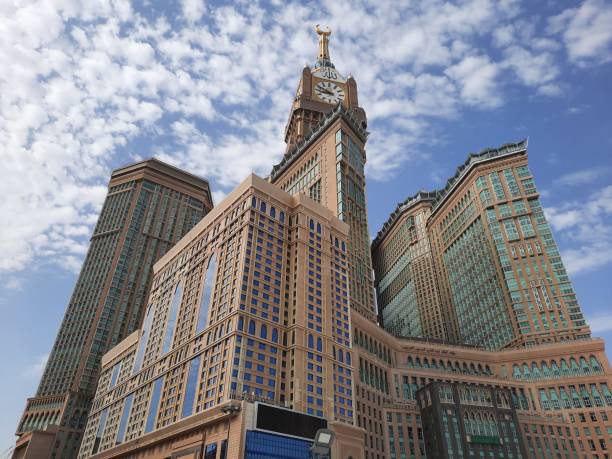 Beautiful daytime view of the Clock Tower of Makkah. Beautiful daytime view of the Clock Tower of Makkah next to the Masjid Al Haram, Makkah. makkah royal clock tower stock pictures, royalty-free photos & images