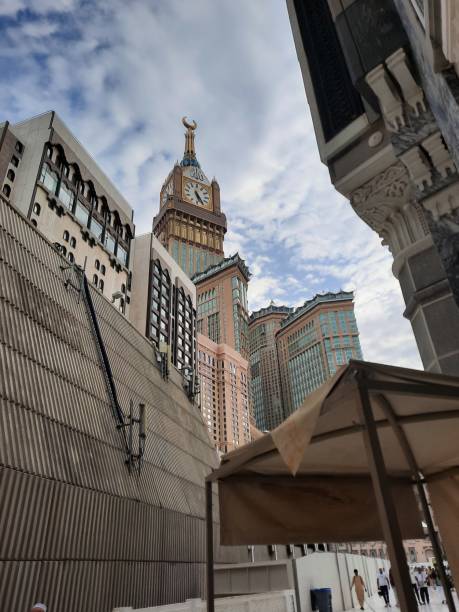 Beautiful daytime view of the Clock Tower of Makkah. Beautiful daytime view of the Clock Tower of Makkah next to the Masjid Al Haram, Makkah. makkah royal clock tower stock pictures, royalty-free photos & images