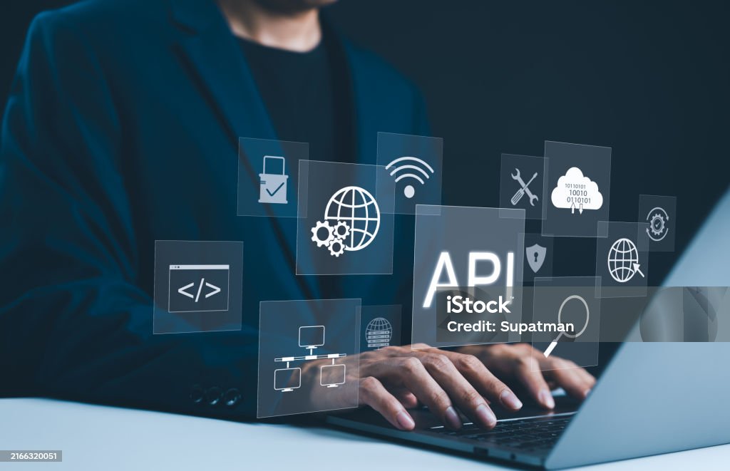 Api Application Programming Interface Concept A Programmer Types On A ...