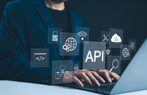 Api Application Programming Interface Concept A Programmer Types On A ...