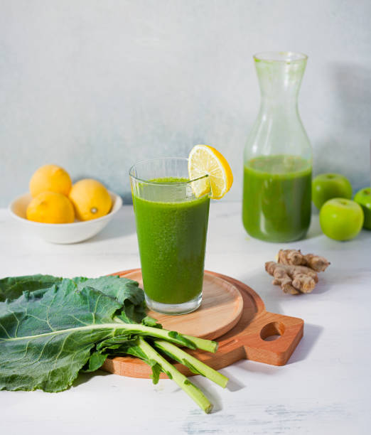 istock Fresh organic green juice with leafy greens 2166322827