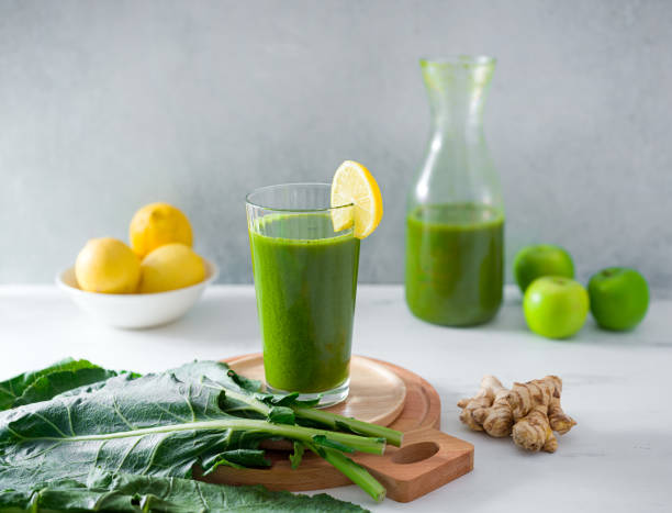istock Fresh organic green juice with leafy greens 2166322845