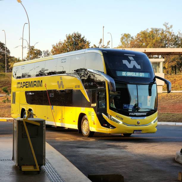 Brasilia, Federal District, Brazil, 08-09-2024: Arrival of luxury tourist bus at the interstate bus station in Brasilia for passenger boarding