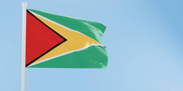 istock Guyana flag of silk-3D illustration. 3d render. 2166331690