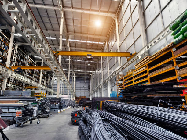 istock A big warehouse packed with numerous metallic nets and profile 2166332641
