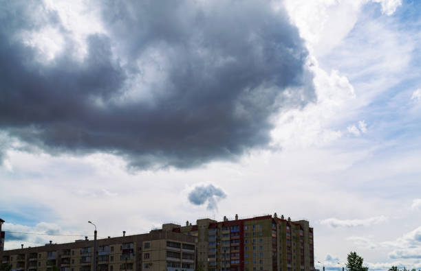 A mushroom cloud over an apartment building