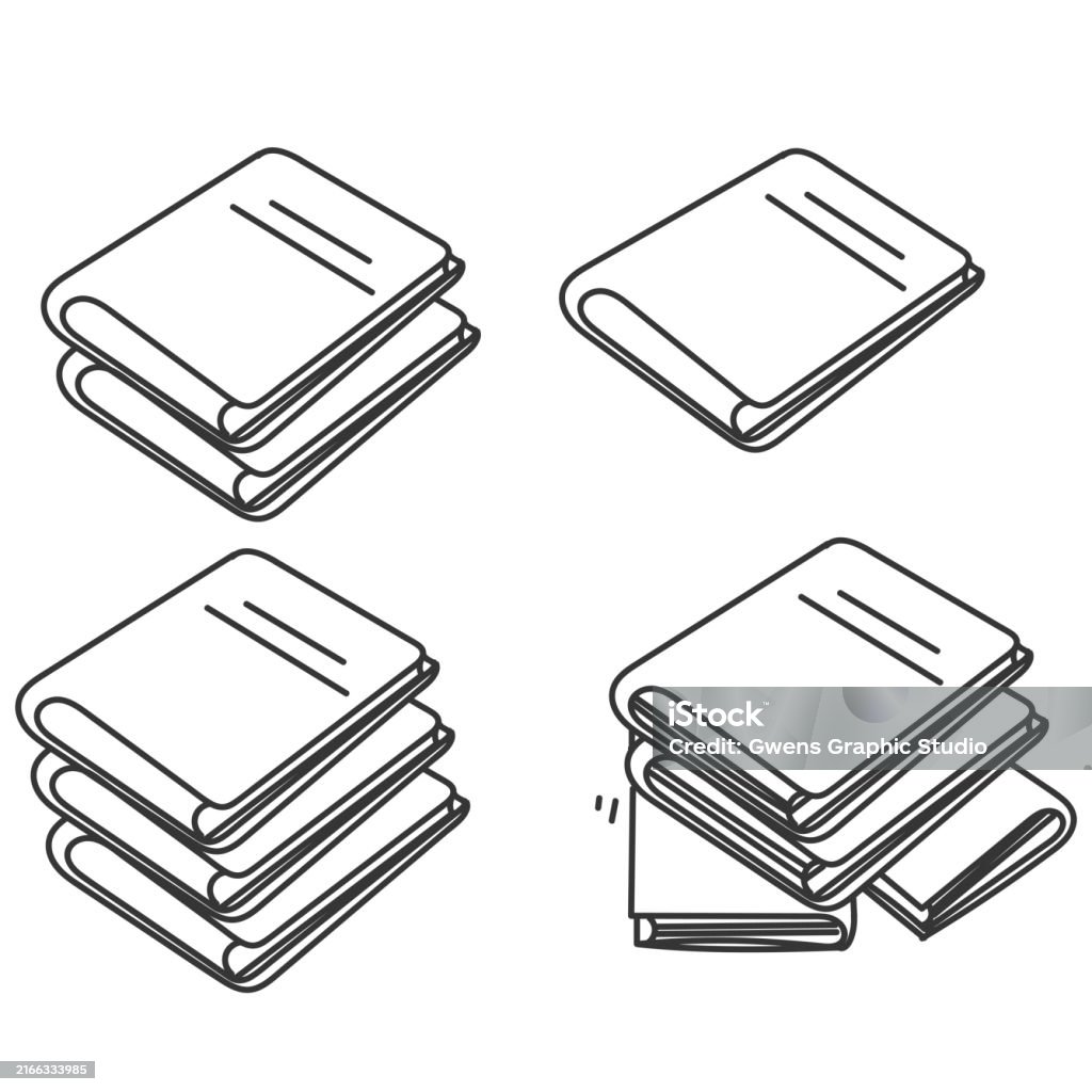 Book Stack Doodle Color Hand Drawn Doodle Stack Of Books Illustration Stock Illustration ...