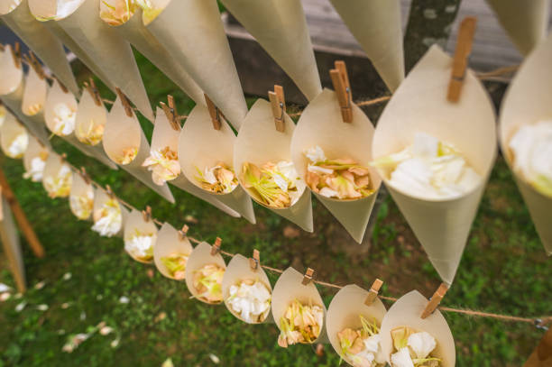 Rose Flower petals in paper cones