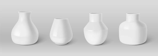 istock 3d white ceramic vase. Porcelain glass or pottery 2166337668