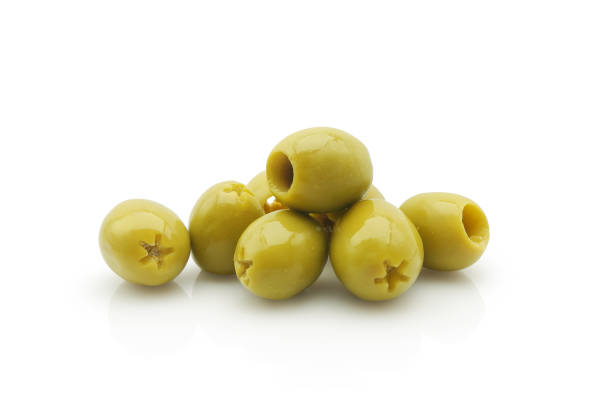 istock Green olives isolated on white 2166339353