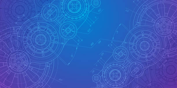 istock Technology background .Technical drawing of gears .Engineering concept.Rotating mechanism of round parts . 2166342227