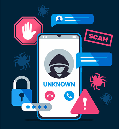 Mobile Fraud Alert Poster With Smartphone Screen With Warning Messages ...