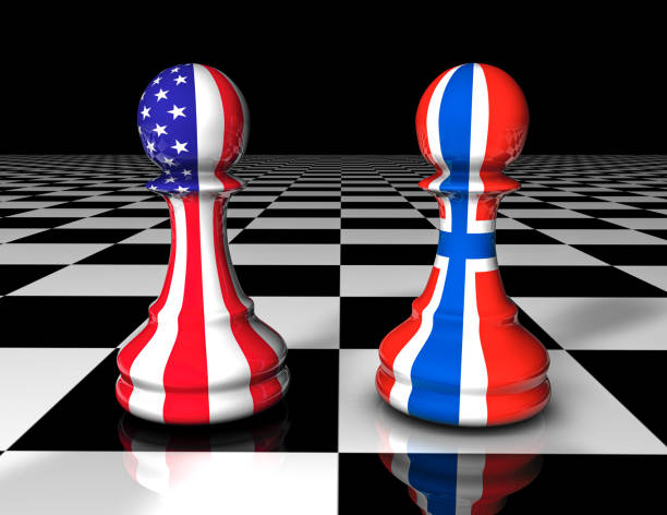 istock Norway vs USA Conflict Concept with Chess Game 2166347547