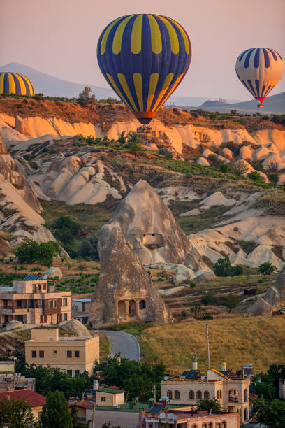 Hot Air Balloons at Love Valley in Cappadocia stock photo